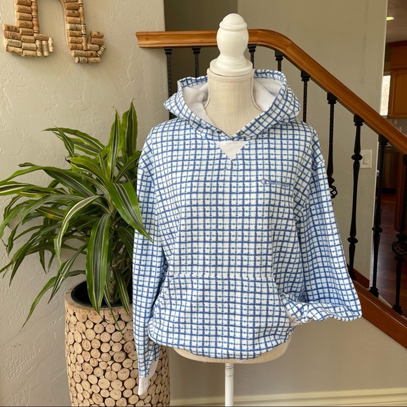 Champion Blue And White Plaid Hoodie 